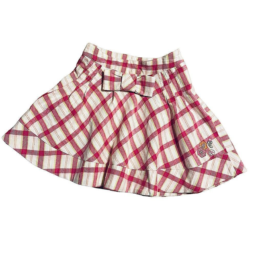 Deux par deux Pink and White Checkered skirt size 4T